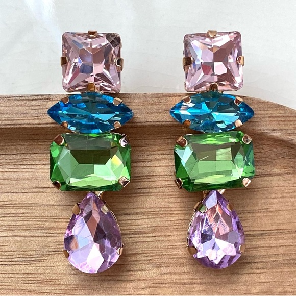 ✨ZARA LAURINO CRYSTAL COLOR DROP EARRINGS - Picture 8 of 8